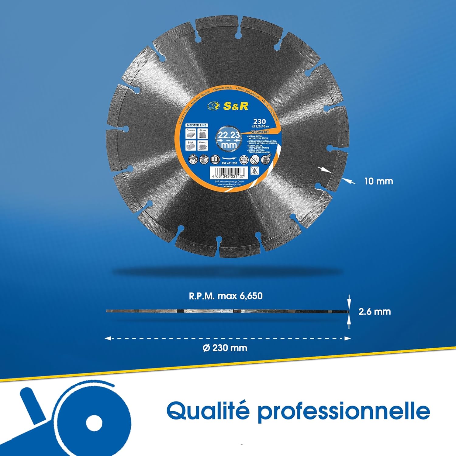 Detalle 2 de S&R Disque diamant 230 pour bĂ©ton đ