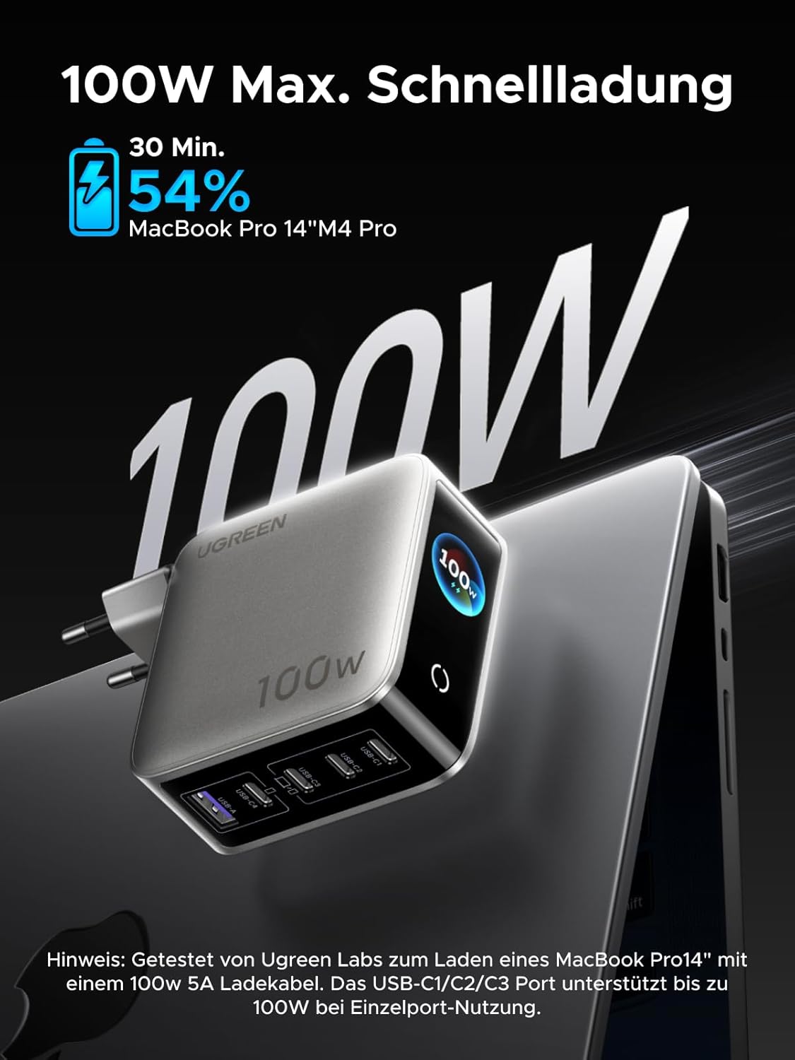 Thumbnail 3 de UGREEN Nexode Pro 100W USB‑C Ladegerät (GaN) mit 5 Ports und Smart-Display