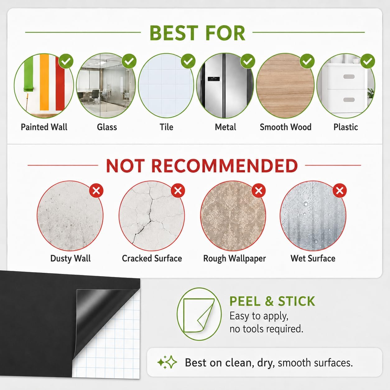Thumbnail 6 de Babenoun 0920-baiban18-24 Magnetic Chalkboard Wall Sticker, 18 x 24 in