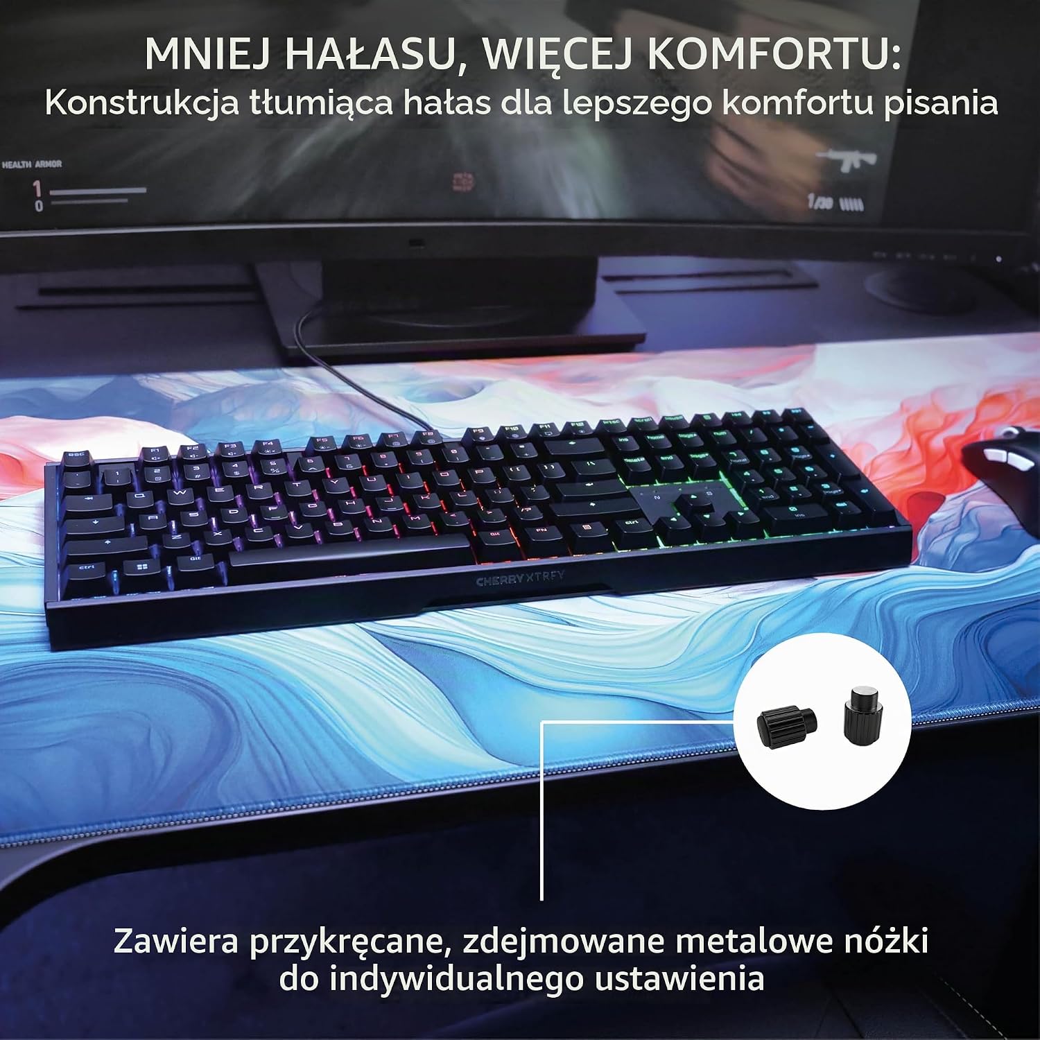 Detalle 2 de CHERRY XTRFY MX 3.1 – mechaniczna klawiatura gamingowa UK, RGB, MX2A Brown