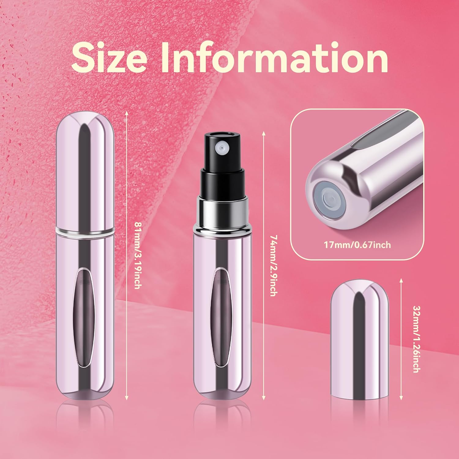 Detalle 2 de forebile XSP-01 Refillable Perfume Atomizer, 5 mL Aluminum, 4-Pack