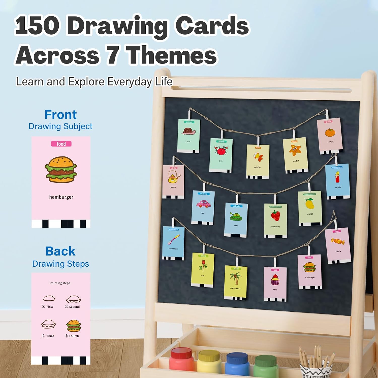 Detalle 2 de RIVGOT Q01 Drawing Robot for Kids with 150 Cards, Music & Reusable Board