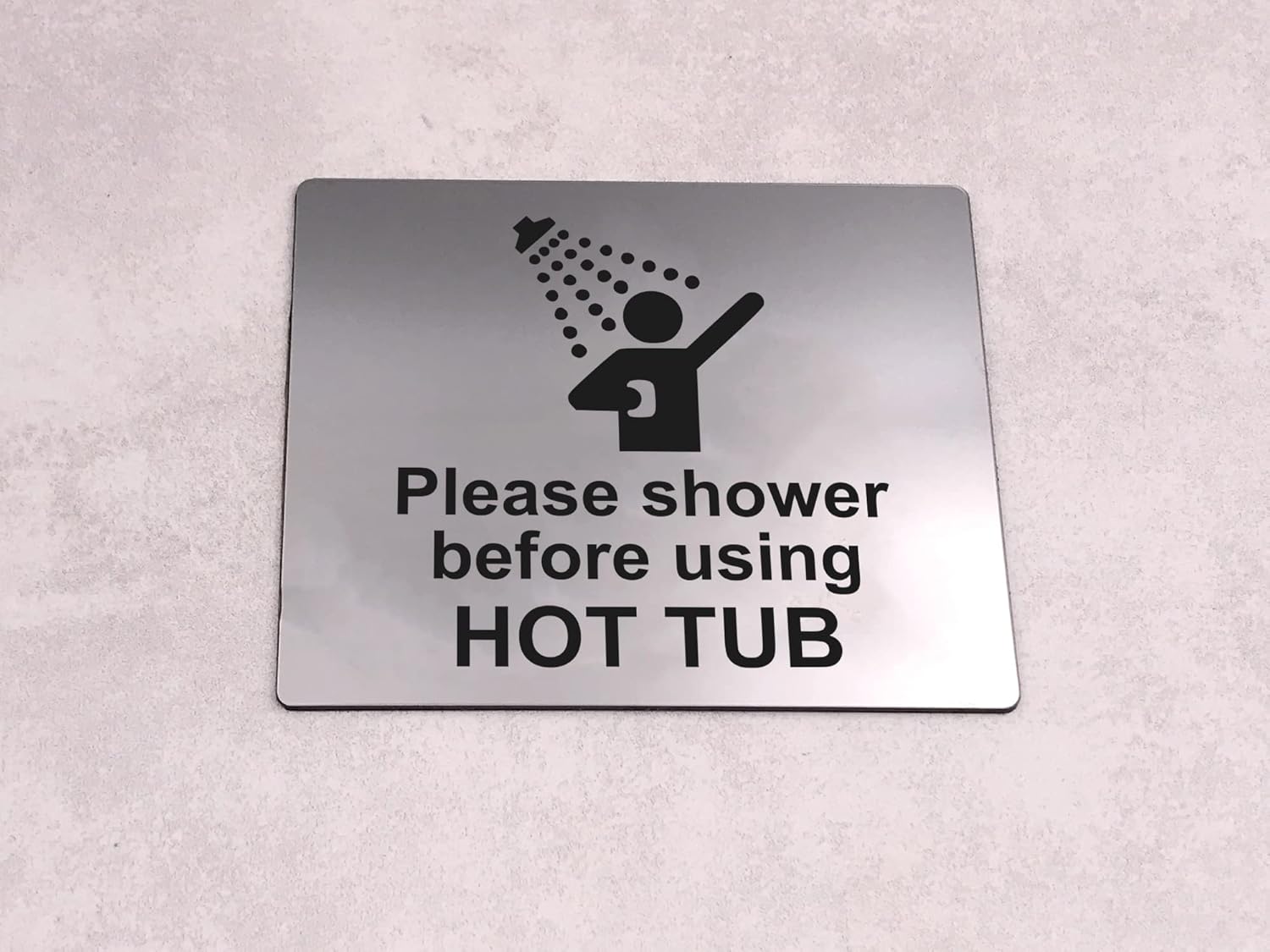 Thumbnail 2 de Please Shower Before Using Hot Tub Sign - Waterproof Adhesive Sticker (12cm x 10cm, Silver)