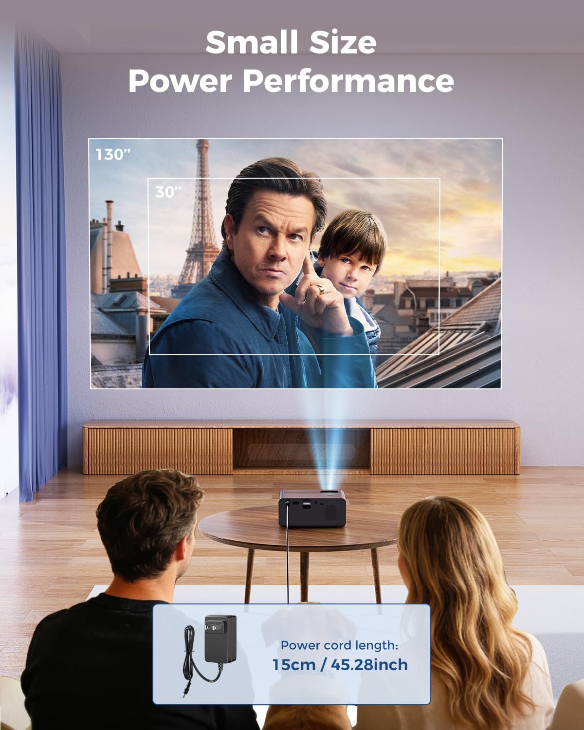 Detalle 2 de CiBest Portable Mini Projector (White) — 2025 Upgraded Full HD 1080P