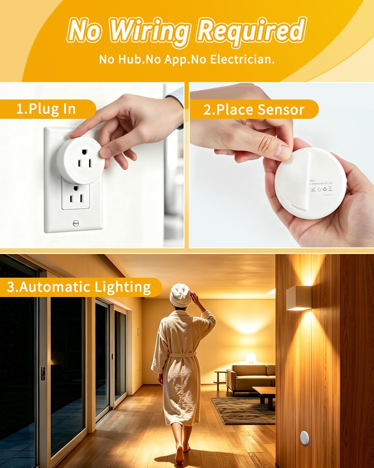 Thumbnail 2 de Greencycle Wireless Motion Sensor Plug 2-Pack, 4 Timer Settings, 120° Detection