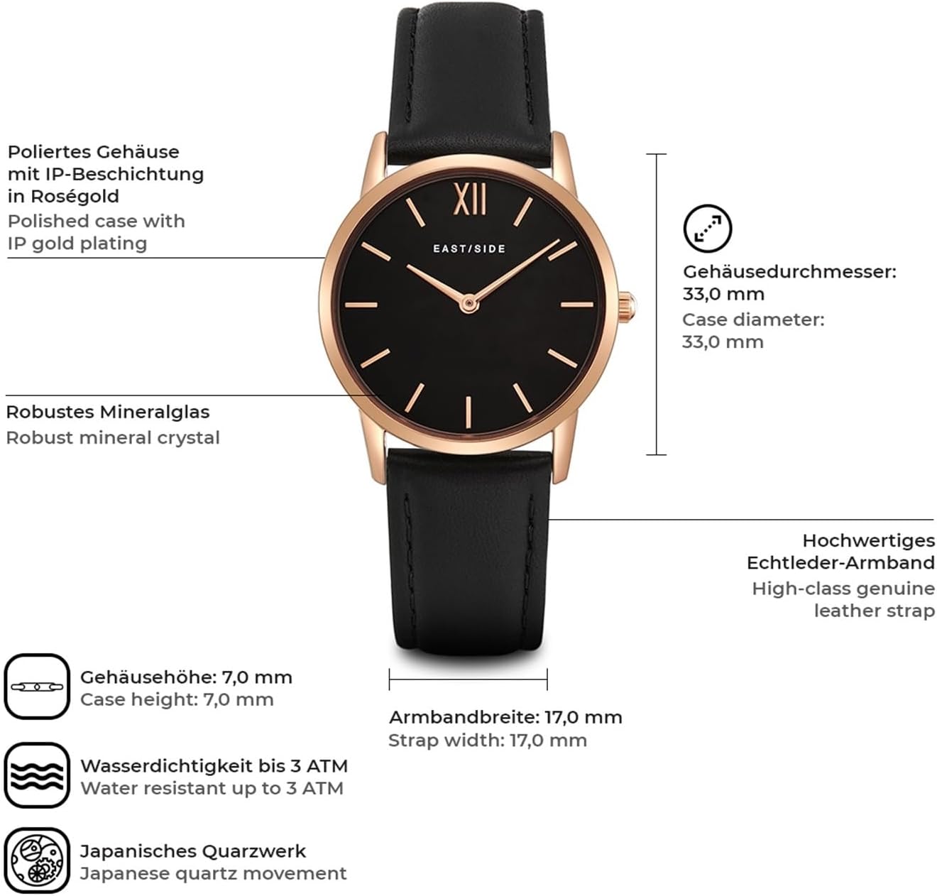 Thumbnail 1 de Eastside Montre Femme Analogique Quartz, Bracelet Cuir – Élégance et Fiabilité