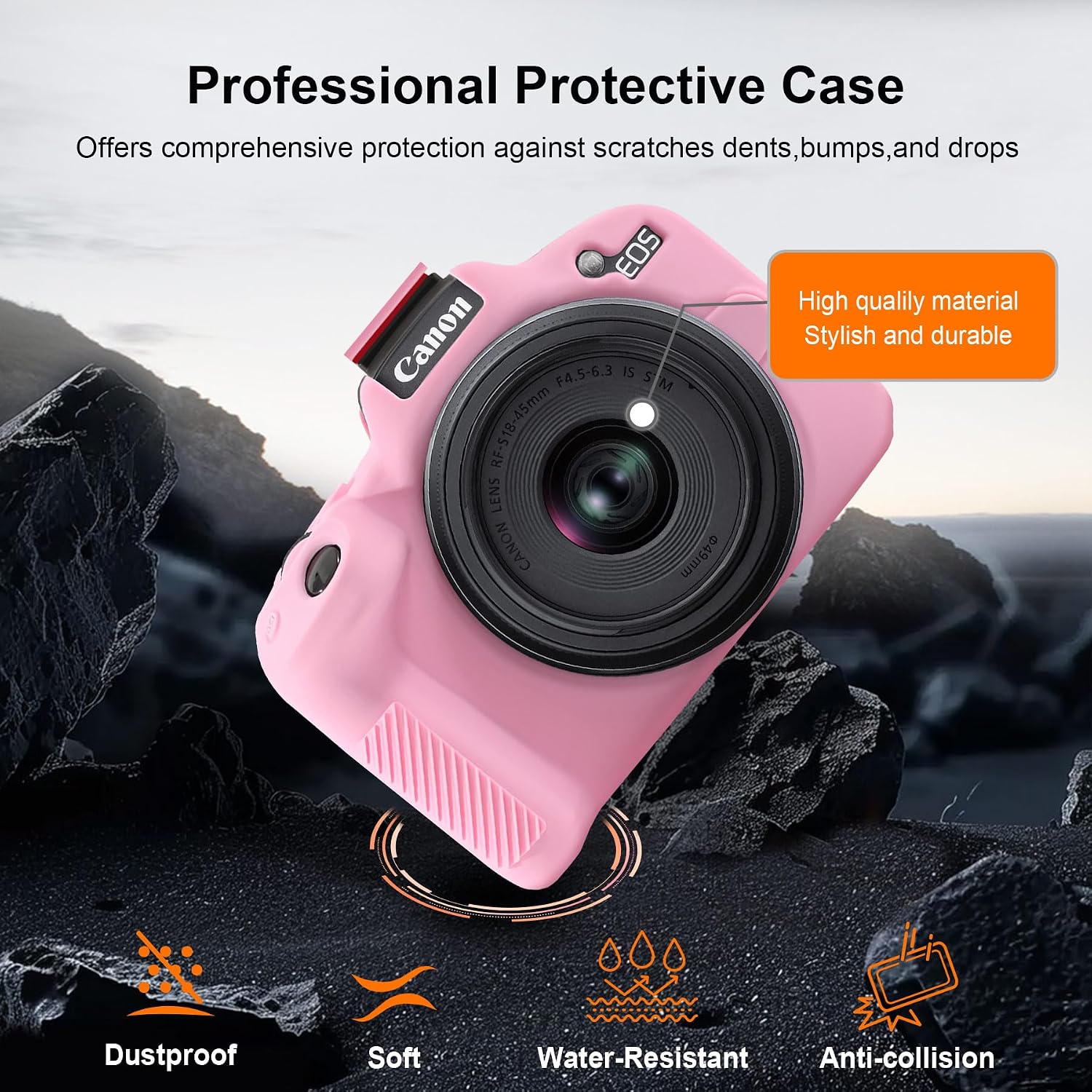 Thumbnail 4 de RAIALL Pink Silicone Case for Canon EOS R50 – Lightweight Protective Skin