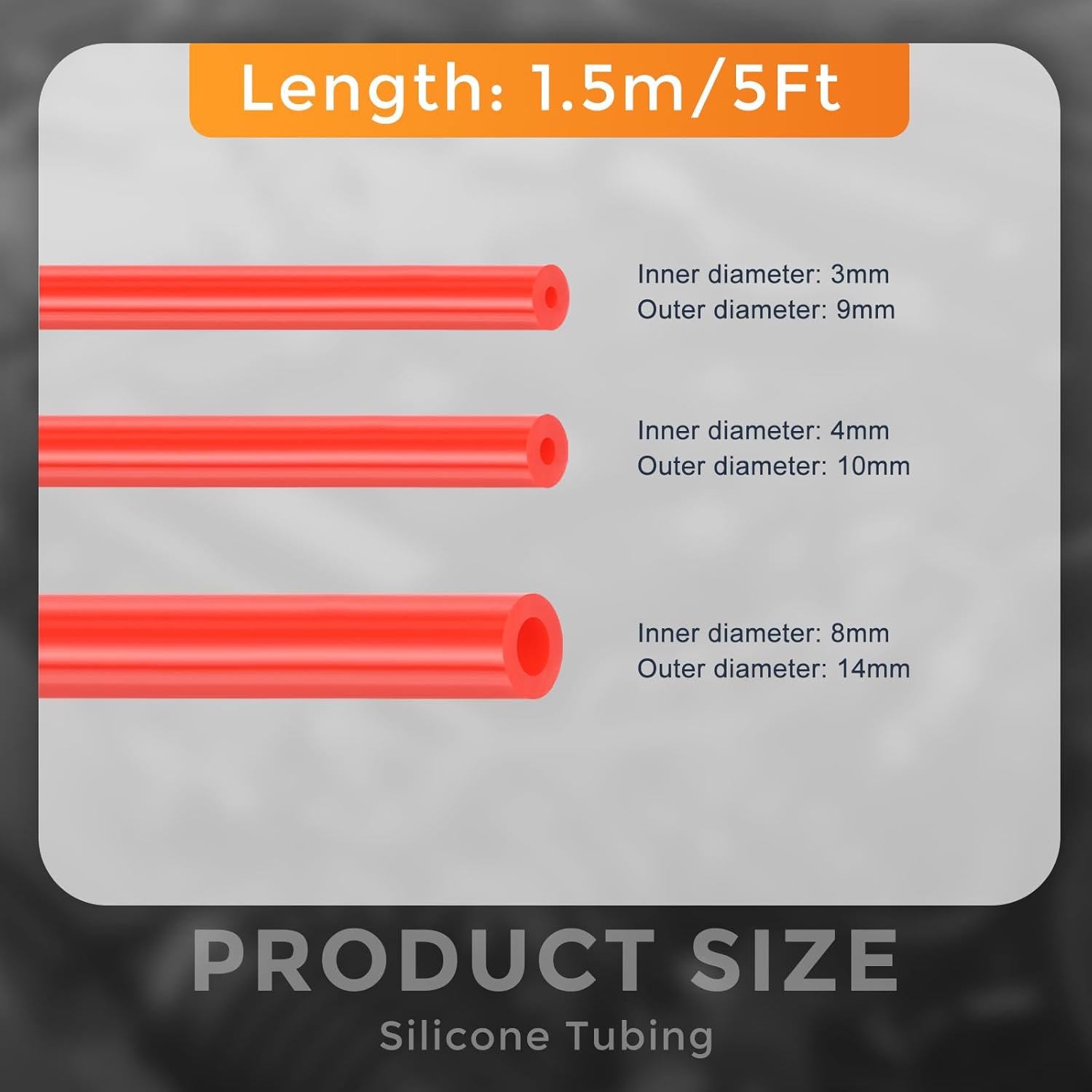 Detalle de DMiotech 3Pcs Silicone Vacuum Hose Kit, 1/8",, 5/32",, 5/16", ID, 5ft Red