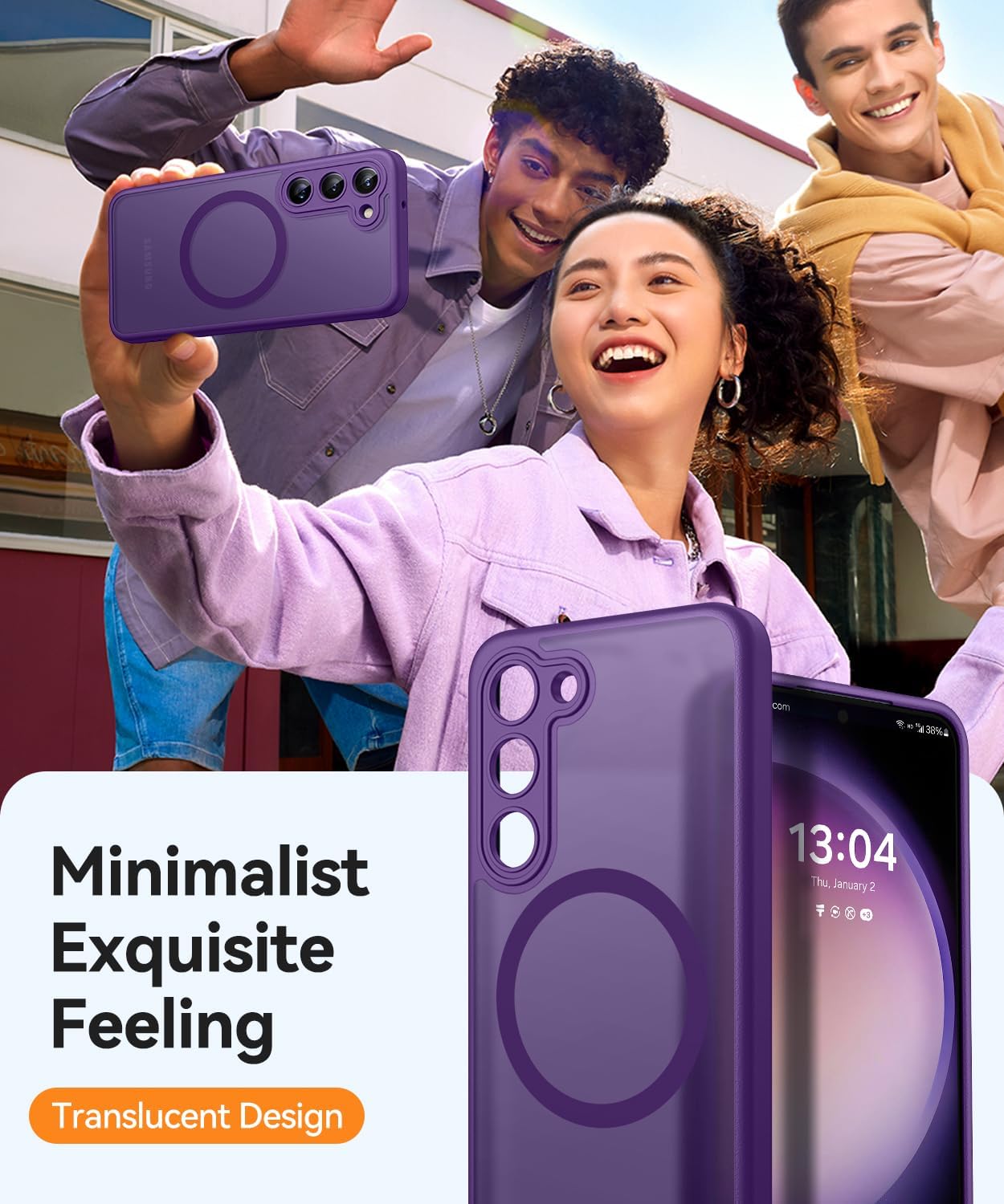 Thumbnail 6 de CANSHN Magnetica Cover per Samsung Galaxy S23 (6.1') – Protezione completa fotocamera, Ultra‑traslucida, Viola profondo