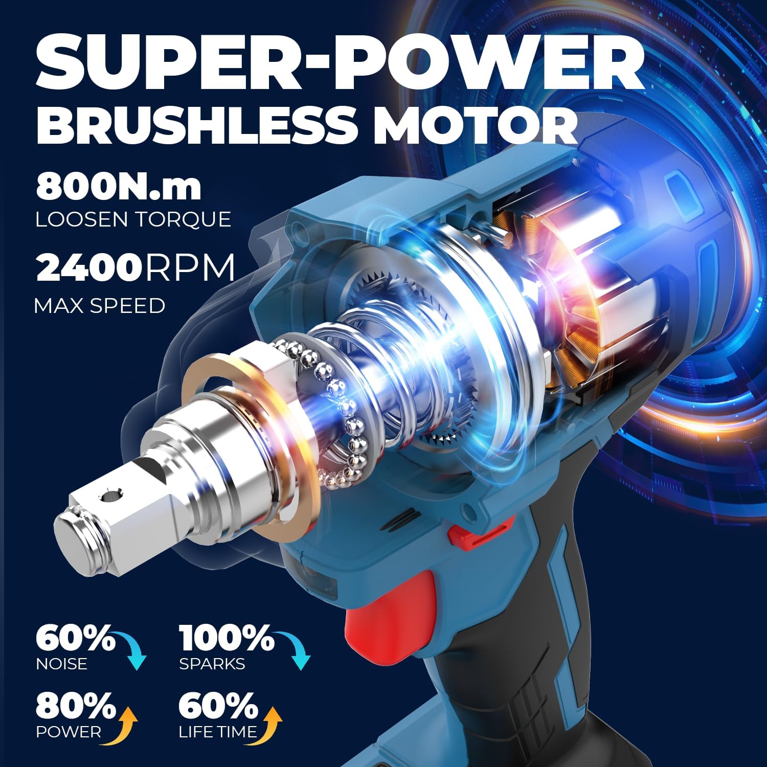 Thumbnail 1 de Dong Cheng 20V Brushless Impact Wrench 800 N.m – 1/2 Inch Cordless Impact Gun