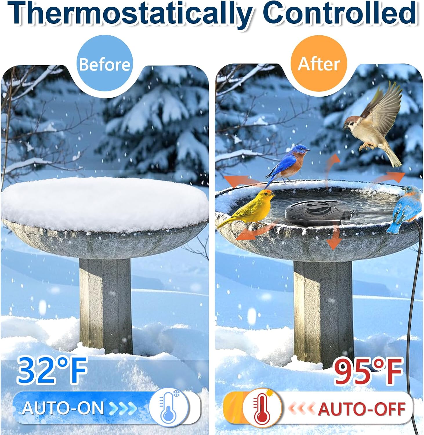 Thumbnail 2 de Webuys Bird Bath Heater-729 100W Heated Bird Bath Deicer, Black