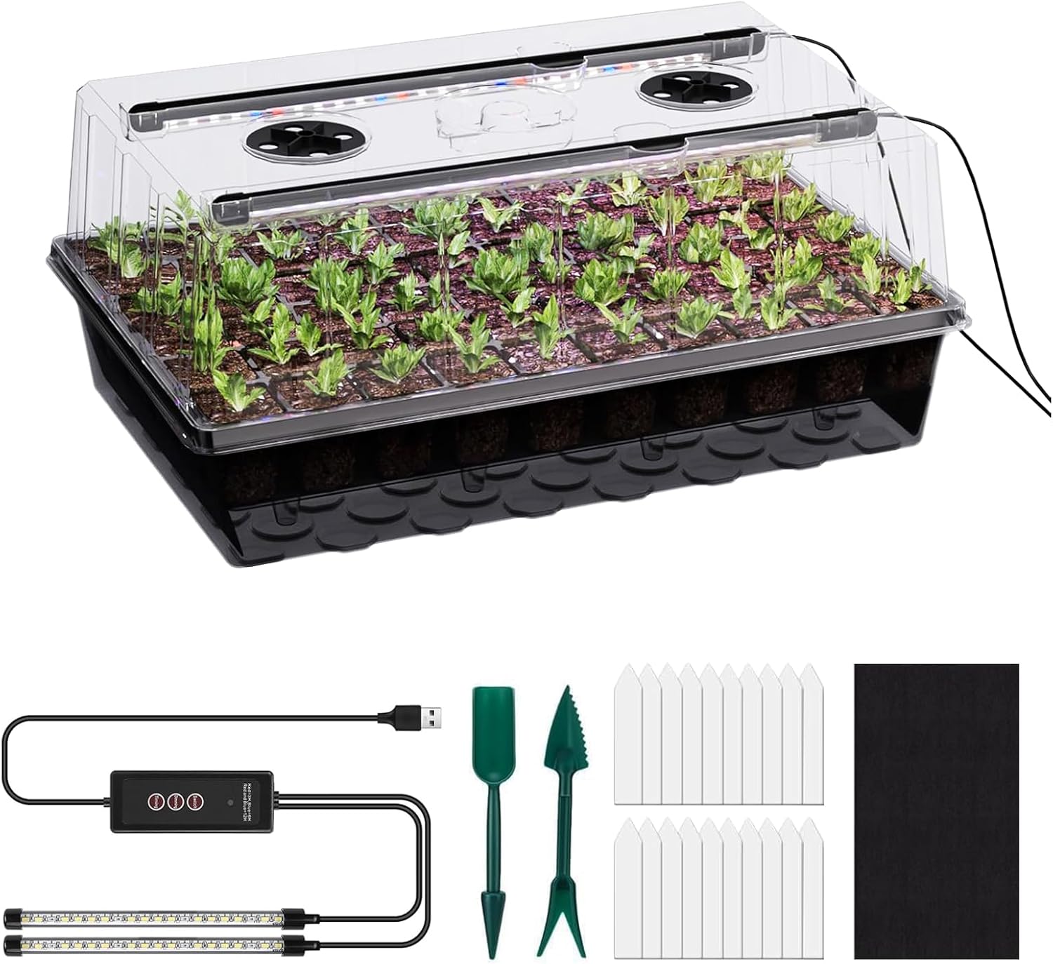 ROCKY&CHAO grow light seed tray kit, 60-cell