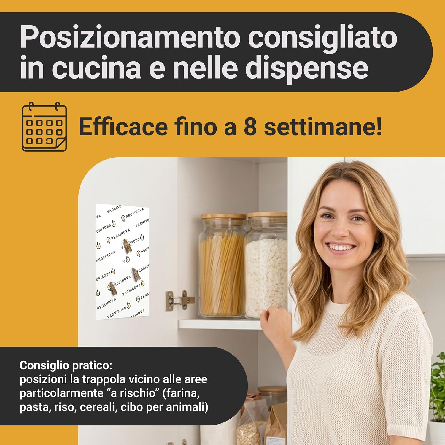 Thumbnail 3 de Proxinova Antitarme Alimentari con 12 Trappole Adesive: feromoni naturali per farfalline, Made in Germany
