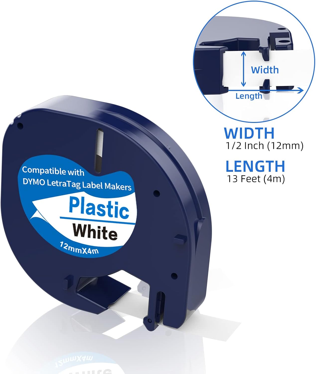 Thumbnail 1 de Dymo 91201 label tape 12mm x 4m for Letratag 🏷️