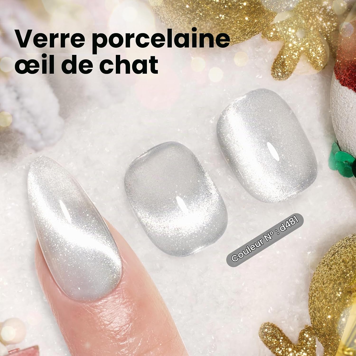 Detalle de Beetles Star Cascade BT-CL755US kattenoog-gelnagellak zilverglitter 15 ml