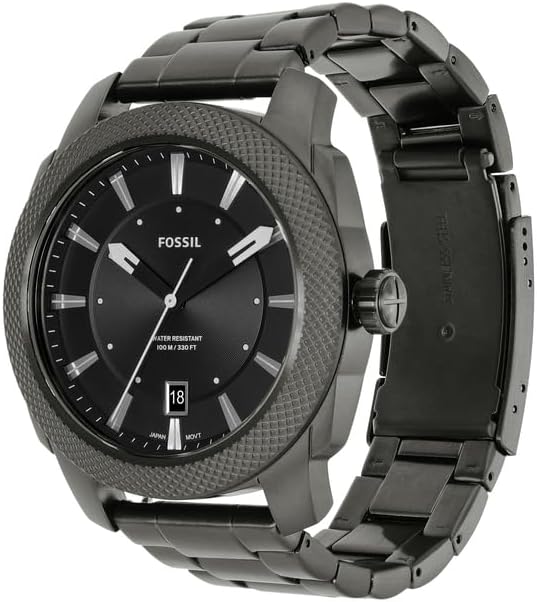 Detalle de Fossil Machine Herrenarmbanduhr: 3-Zeiger-Quarz mit Datumsanzeige, 100 m wasserdicht