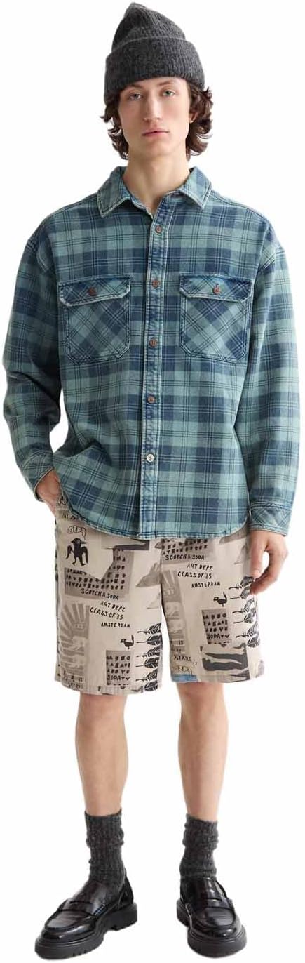Detalle 2 de Scotch & Soda Washed Denim Checked Overshirt đ