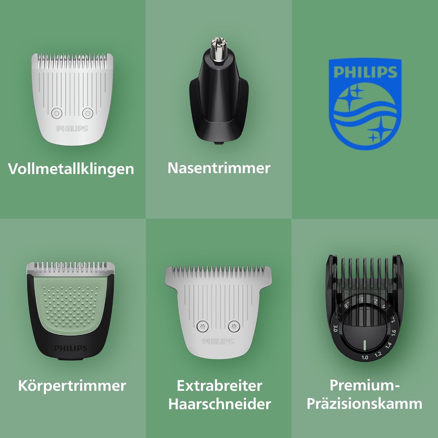 Detalle 2 de PHILIPS Multigroom 9000 Barttrimmer 27 LĂ€ngen đȘ