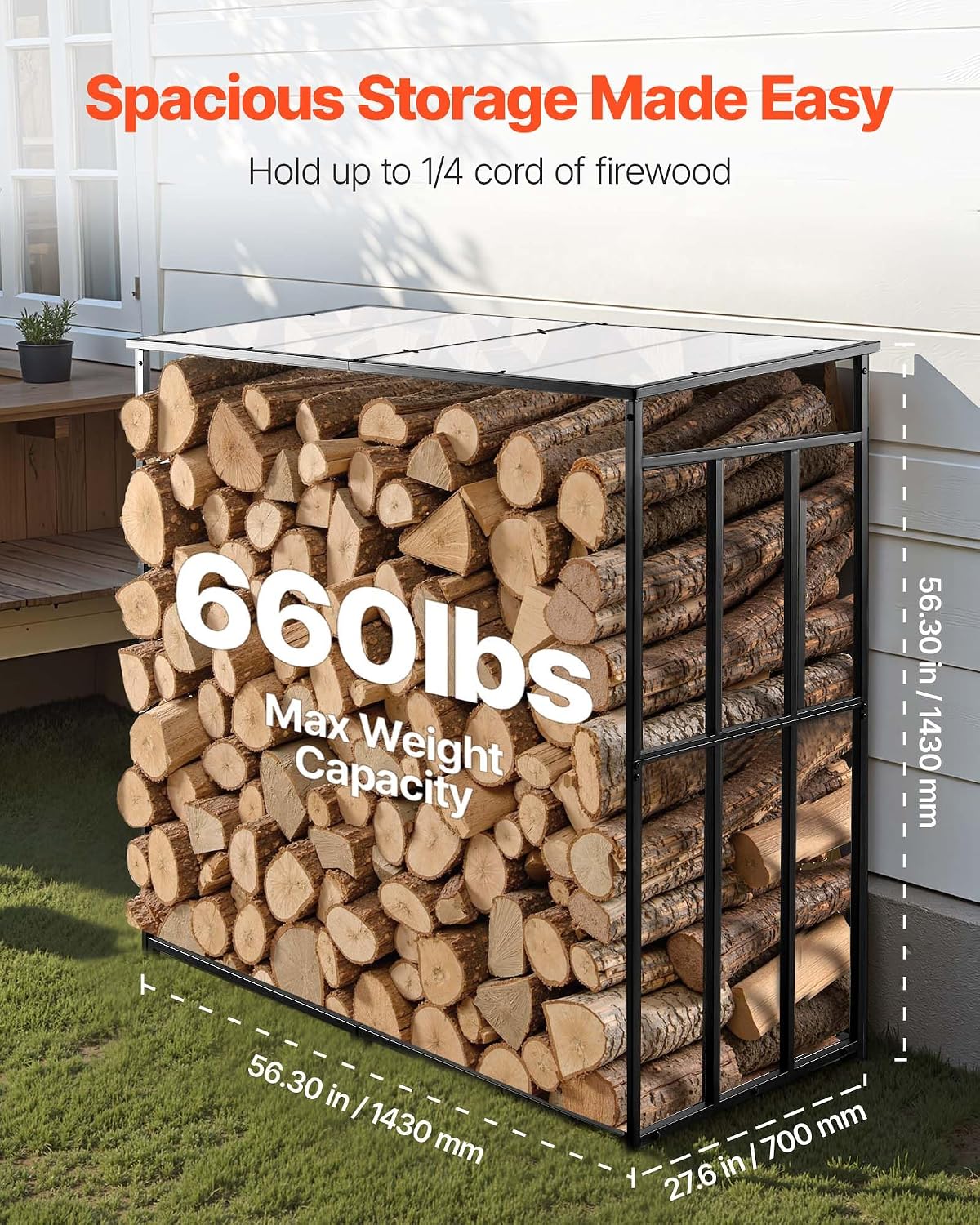 Detalle 2 de VEVOR Firewood Rack 1/4 Cord
