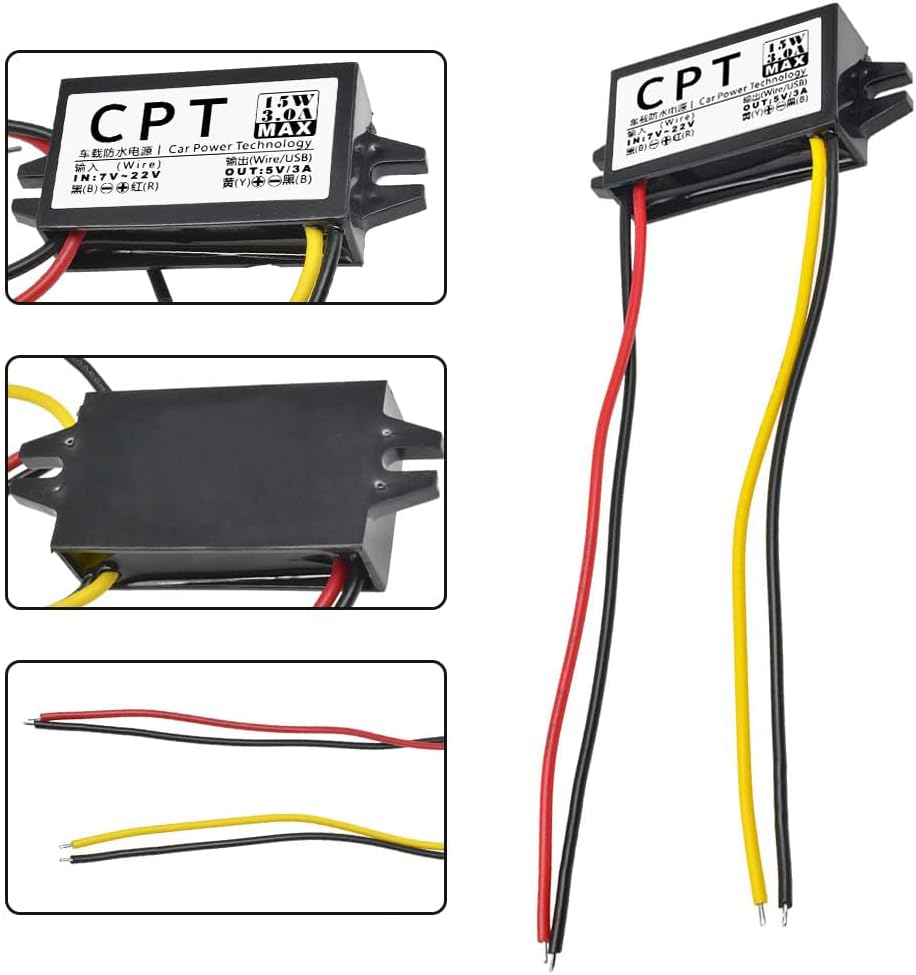 Detalle de Heemol 12 V till 5 V DC-DC-omvandlare, 3 A, 15 W, 2-pack