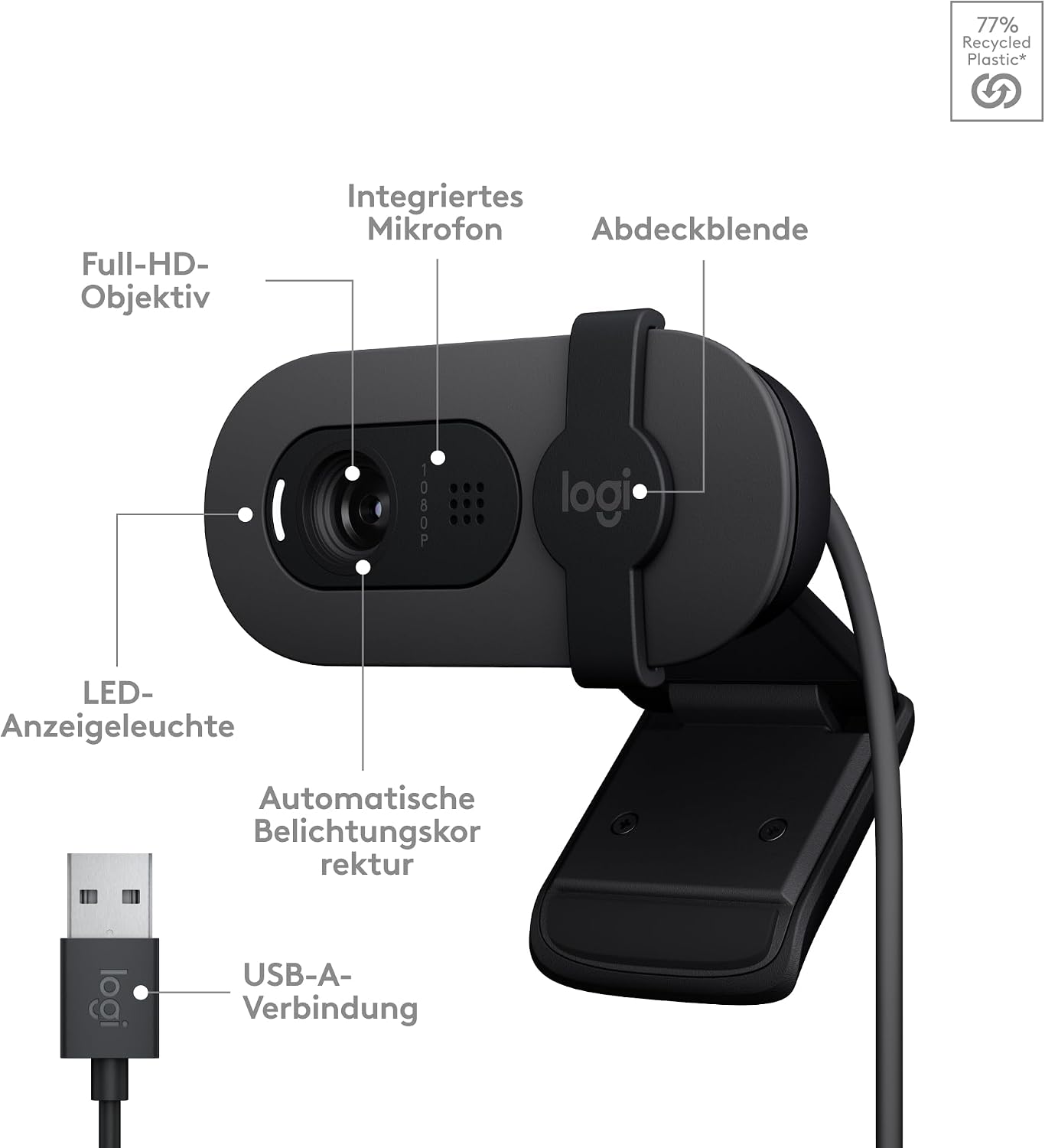 Thumbnail 6 de Logitech Brio 100 Full HD Webcam