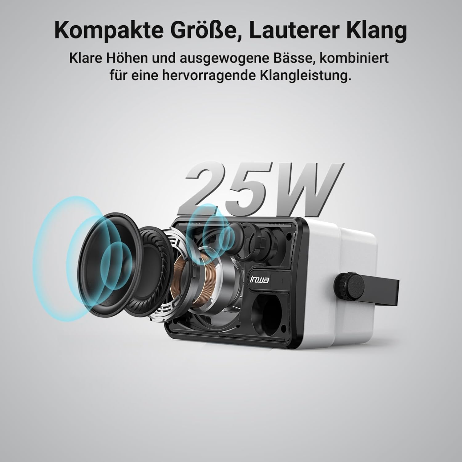 Detalle de Inwa 250W Bluetooth Outdoor Lautsprecher (Modell MZ632) – 2er-Set, IPX5, Synchronisierung bis 100 Lautsprecher