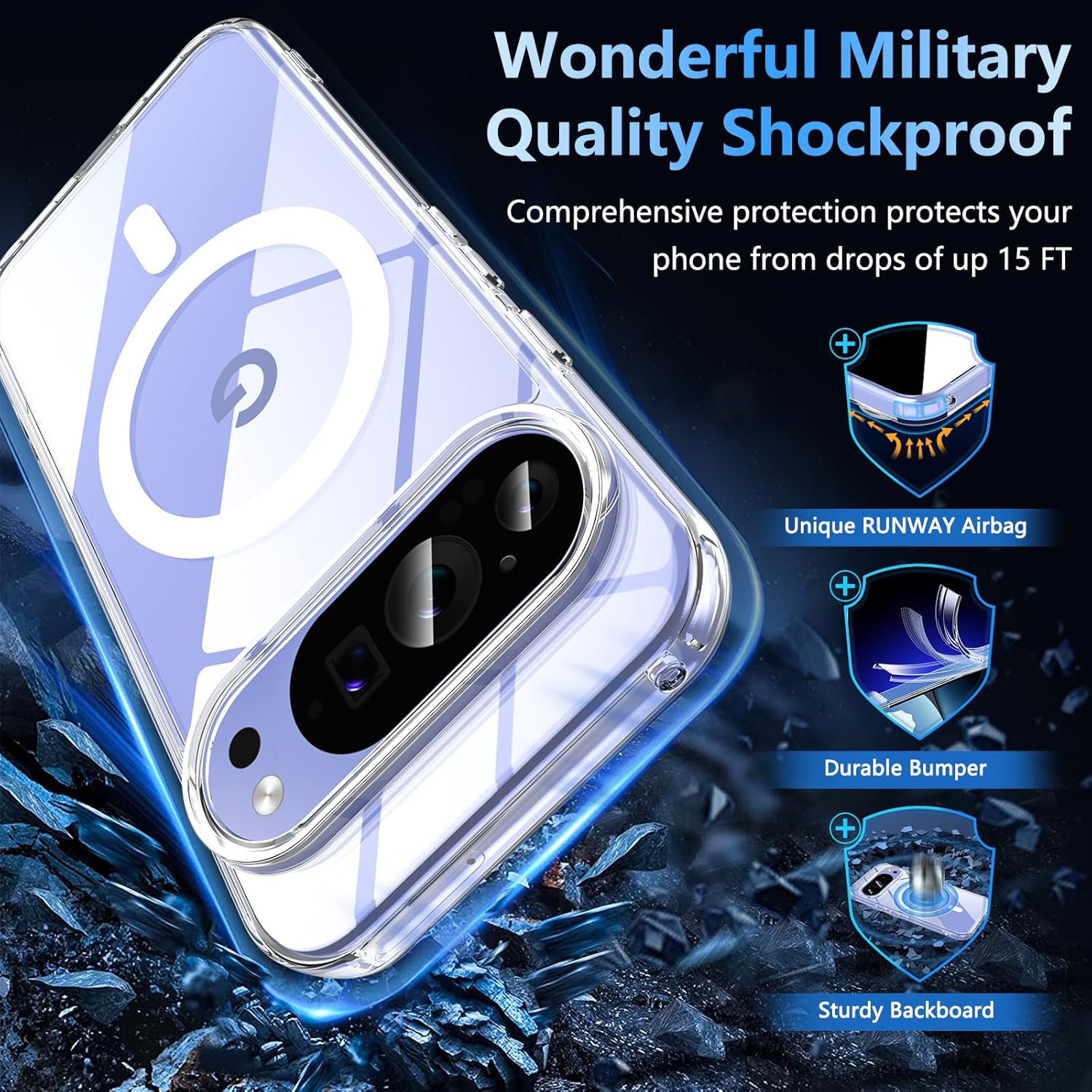 Thumbnail 4 de Hensinple Magnetic Case with Screen Protector for Google Pixel 10 / 10 Pro (MagSafe & Qi, Military-grade drop protection)