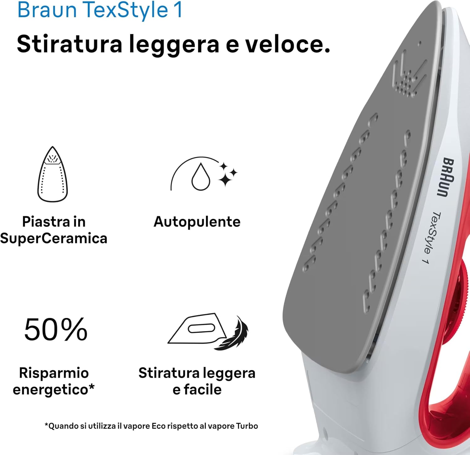 Thumbnail 5 de Braun TexStyle 1 SI 1019: ferro da stiro a vapore con rivestimento antiaderente