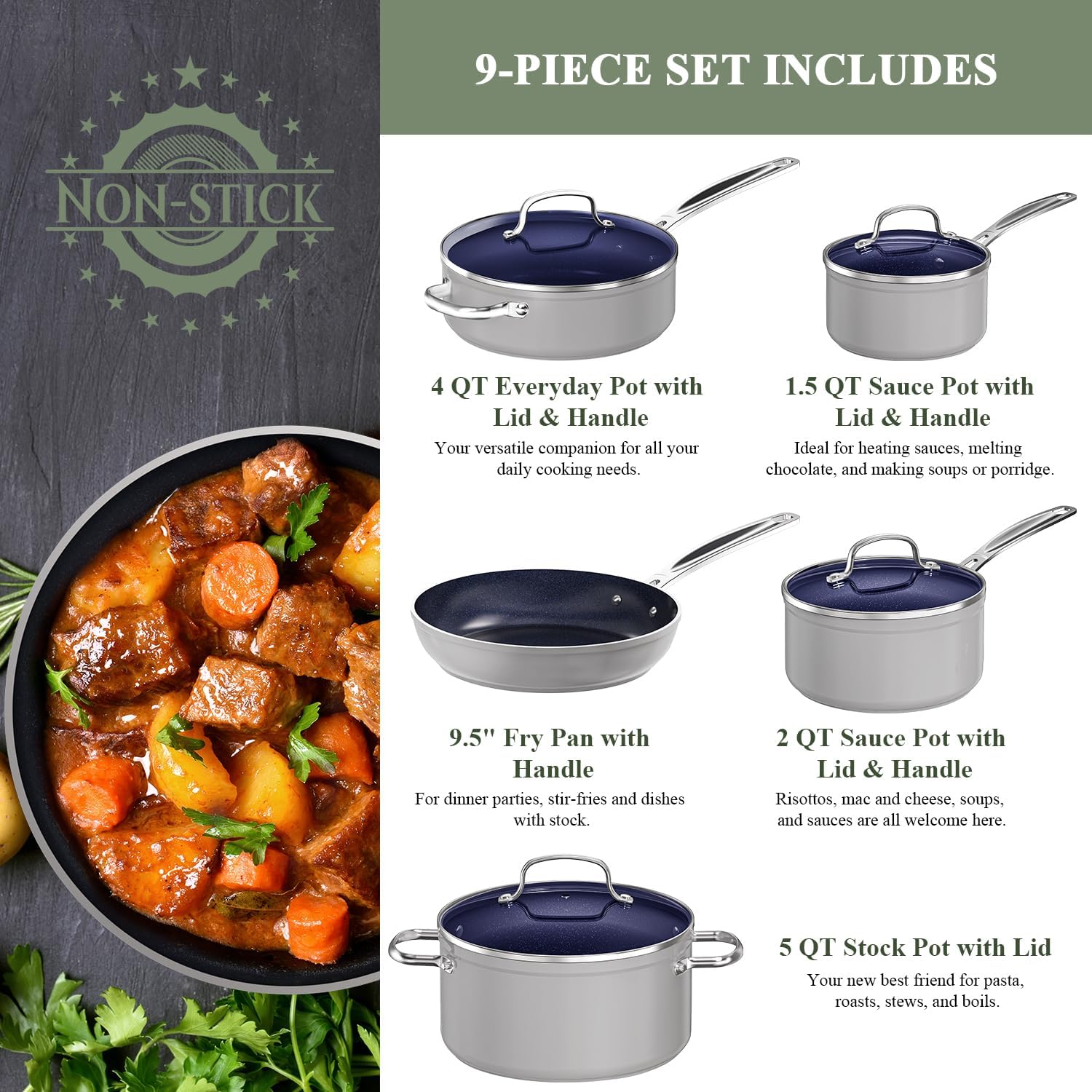Thumbnail 1 de Nuwave 9pc Cookware Set nonstick, induction-ready