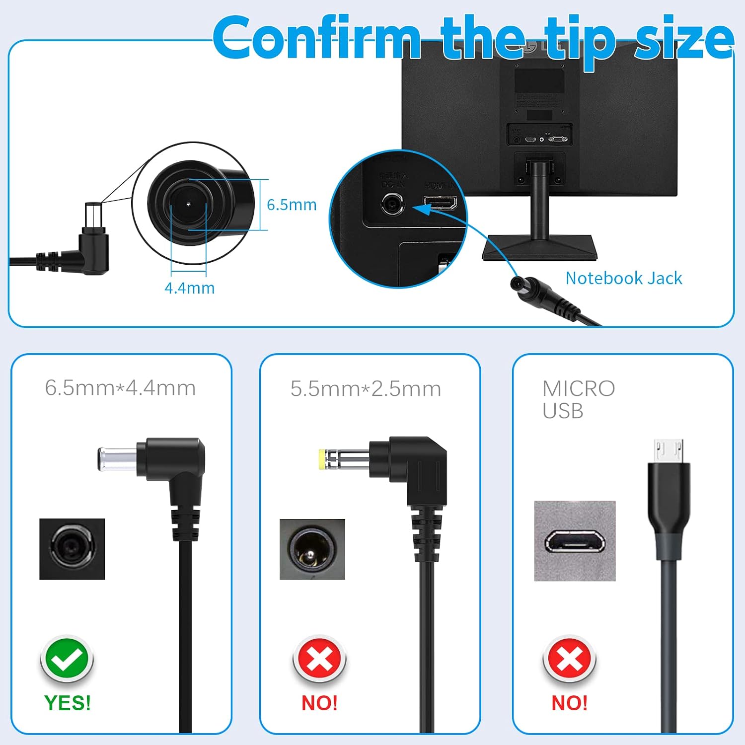 Detalle de shefor 19V 2.53A Alimentatore compatibile per monitor