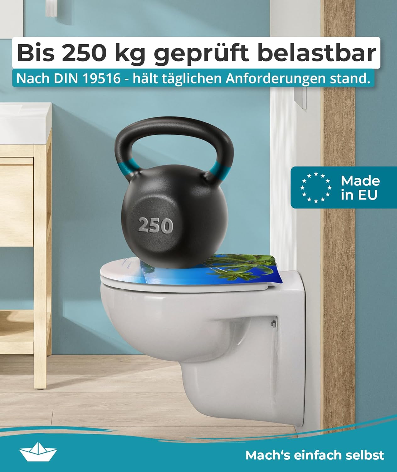 Thumbnail 4 de Calmwaters WC-Sitz Palmenparadies – einfache Montage, antibakteriell, bis 250 kg