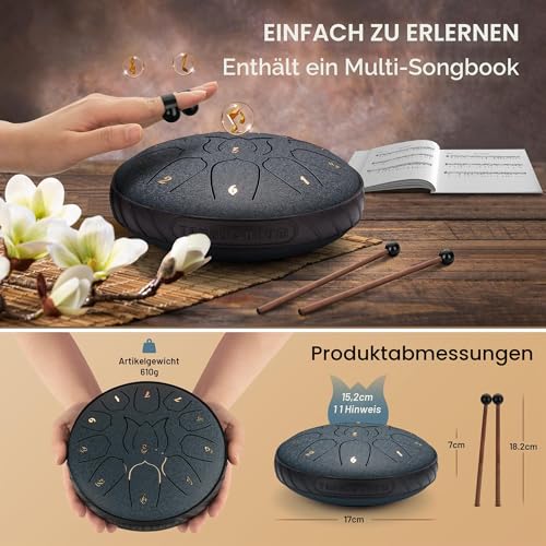 Detalle 2 de CAHAYA Zungentrommel 6 Zoll, 11 Töne – Dunkelblau (Anfänger)