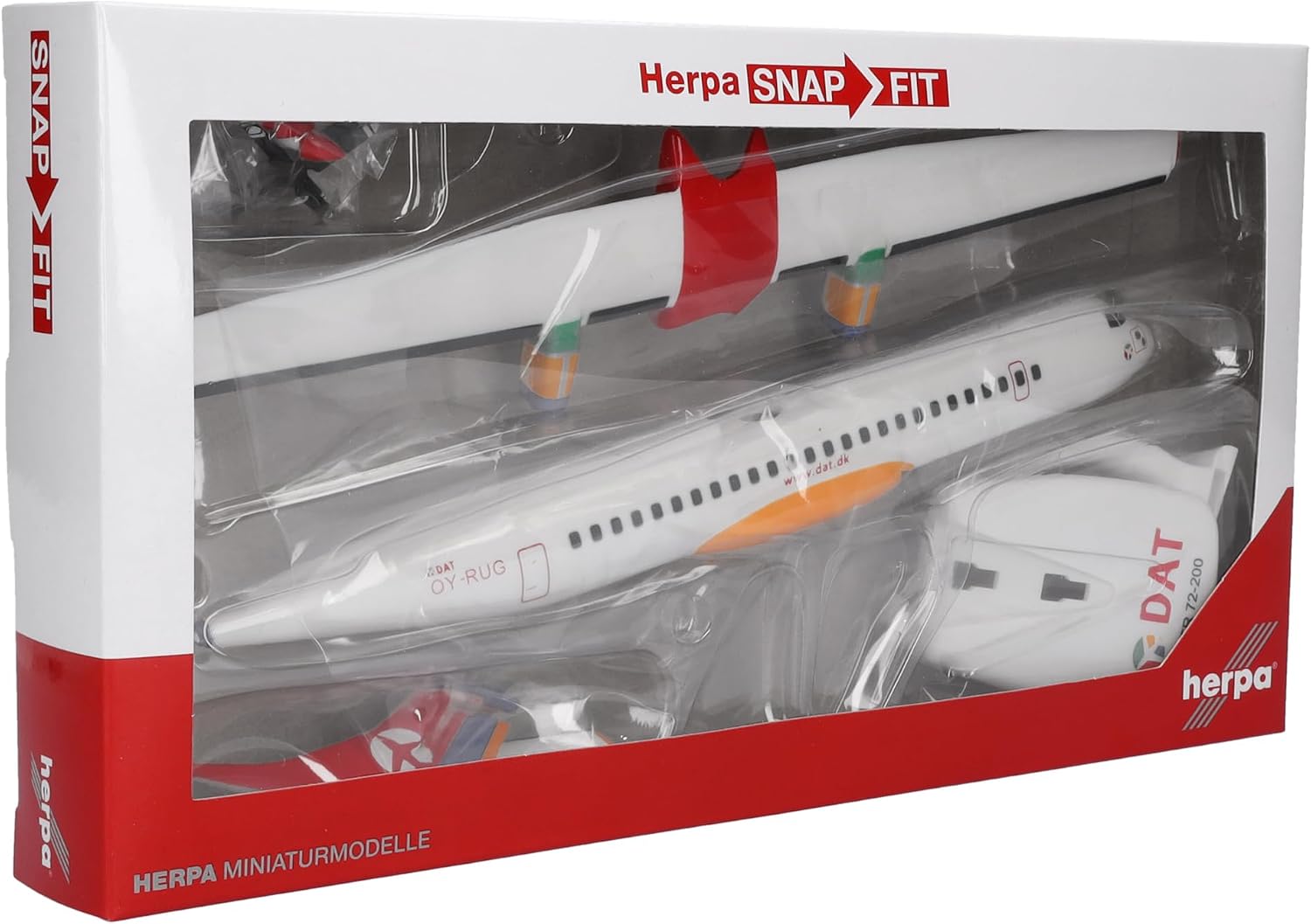 Detalle 1 de Herpa Snap-Fit DAT ATR-72-200 – model samolotu 1:100 z podstawką