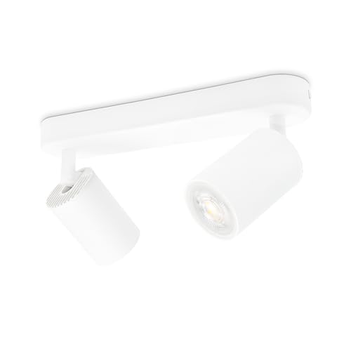 Detalle de KYOTECH Lámpara de Techo LED Blanca con 2 Focos GU10 Orientables y Giratorios