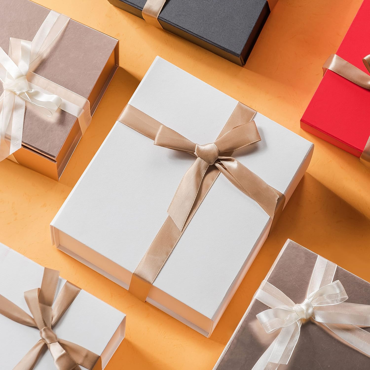 Thumbnail 5 de LIFELUM White Magnetic Gift Boxes, 5-Pack with Ribbon, Cards & Filler