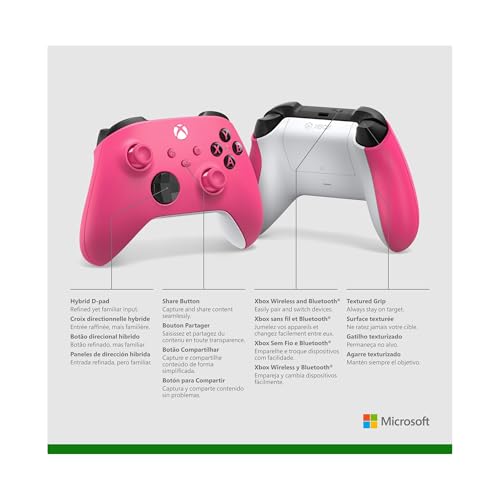 Thumbnail 7 de Xbox Wireless Gaming Controller - Deep Pink: Hybrid D-Pad, Textured Grips, USB-C & Bluetooth