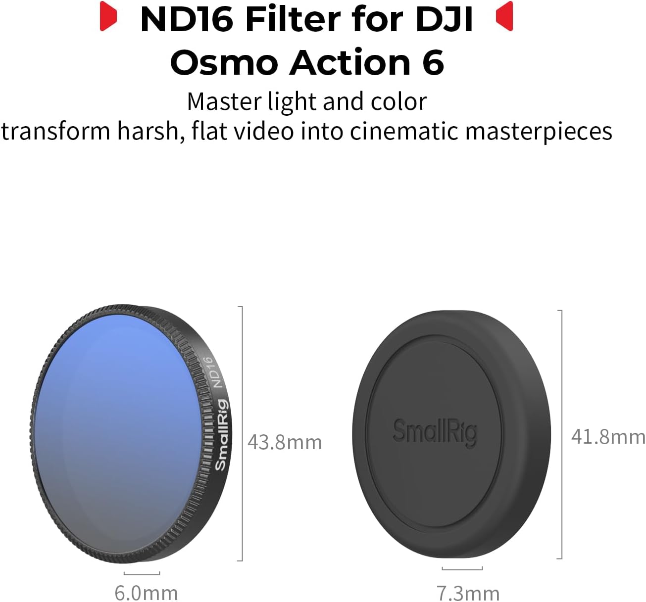 Thumbnail 1 de SmallRig ND16 Filter für DJI Osmo Action 6 – Aufsteckbar, inklusive Silikonhülle und Reinigungstuch