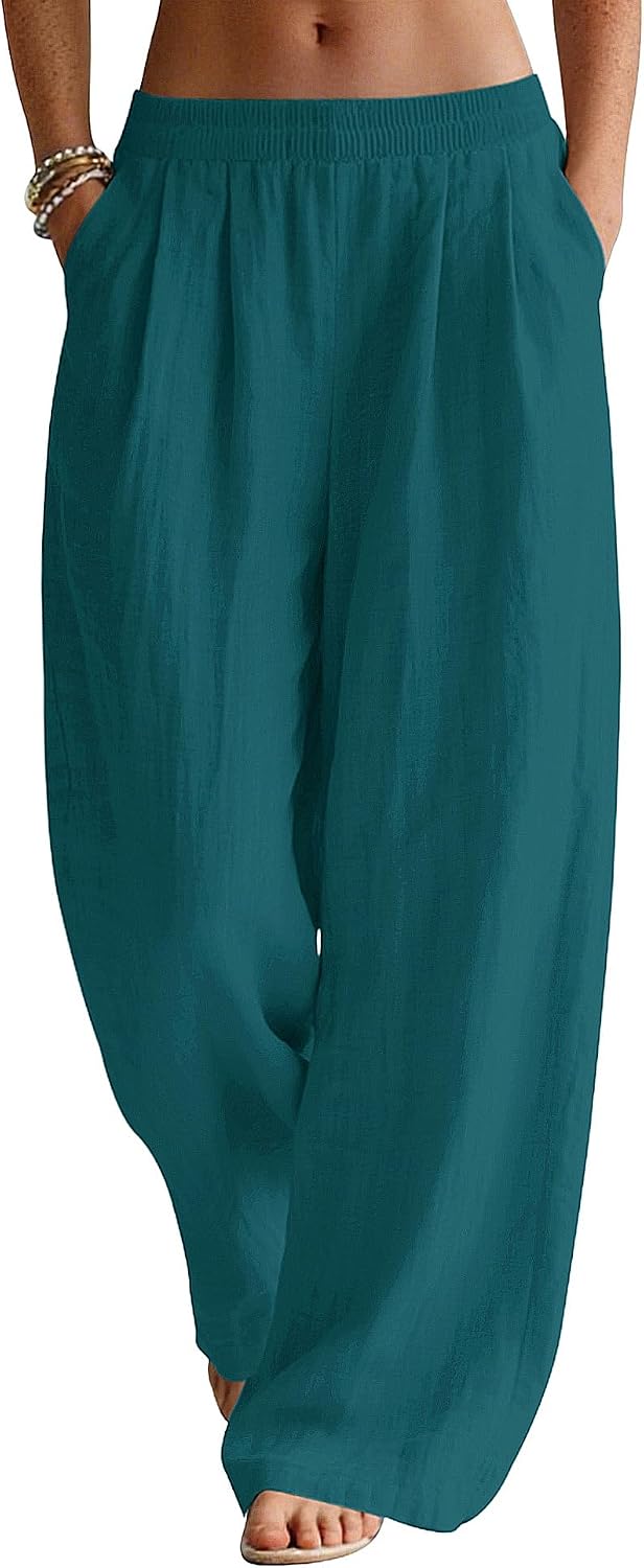 Thumbnail 6 de Rapbin Leinenhose Damen Sommerhose mit weitem Bein – casual Palazzo mit Taschen