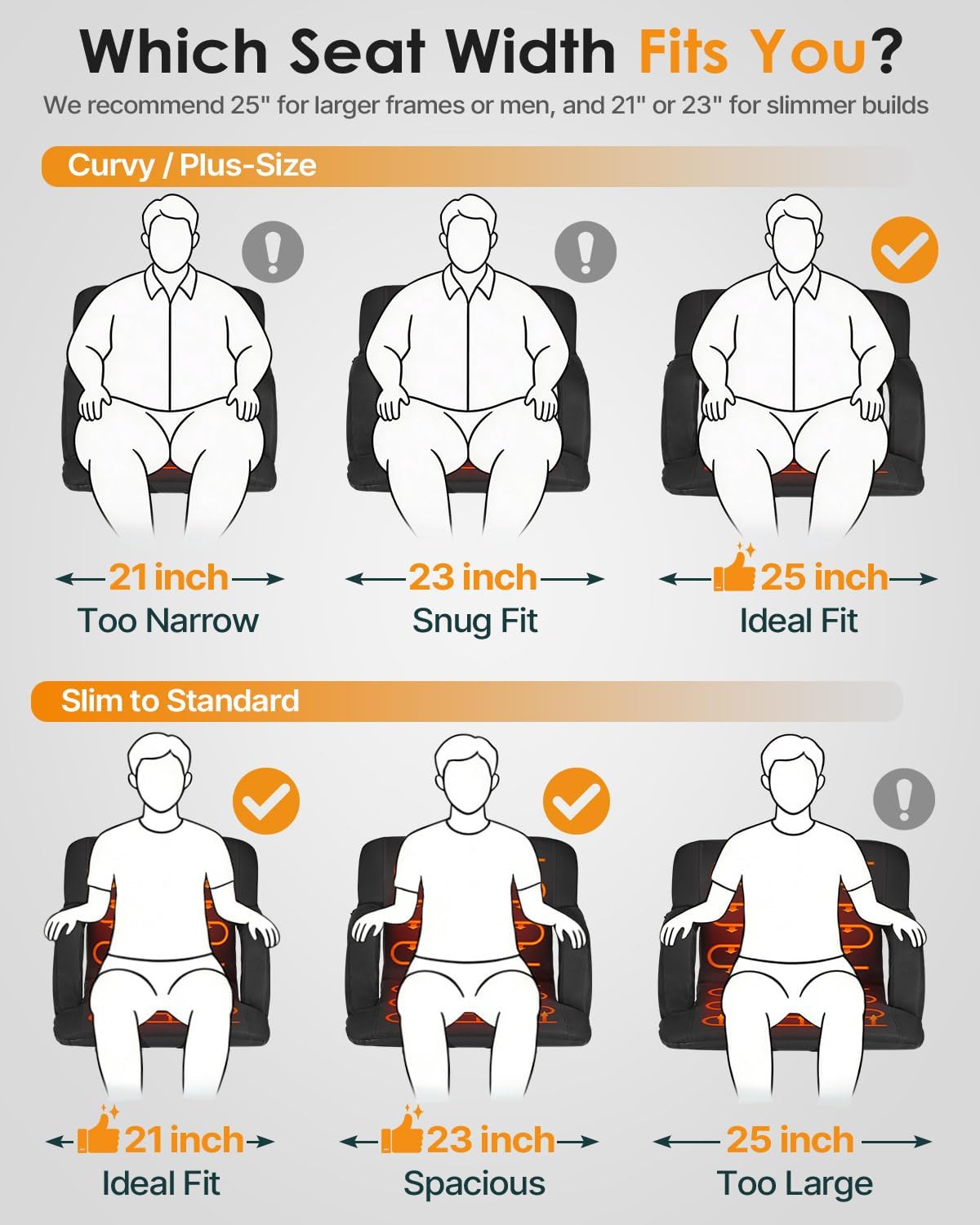 Thumbnail 6 de HOPERAN JRZY-SK-OR Heated Stadium Seat, Dual-Zone Heat, 6 Recline Positions
