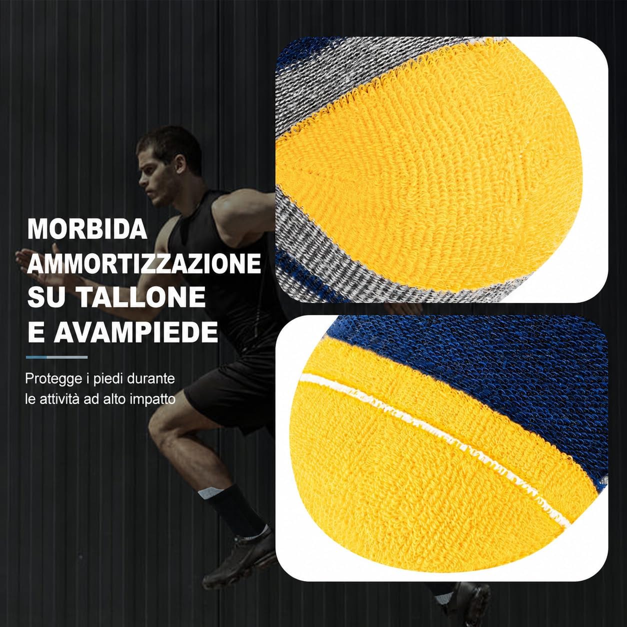 Detalle de Niofind Calzini Uomo 6 Paia – Calze sportive traspiranti, ammortizzate e anti--vescica
