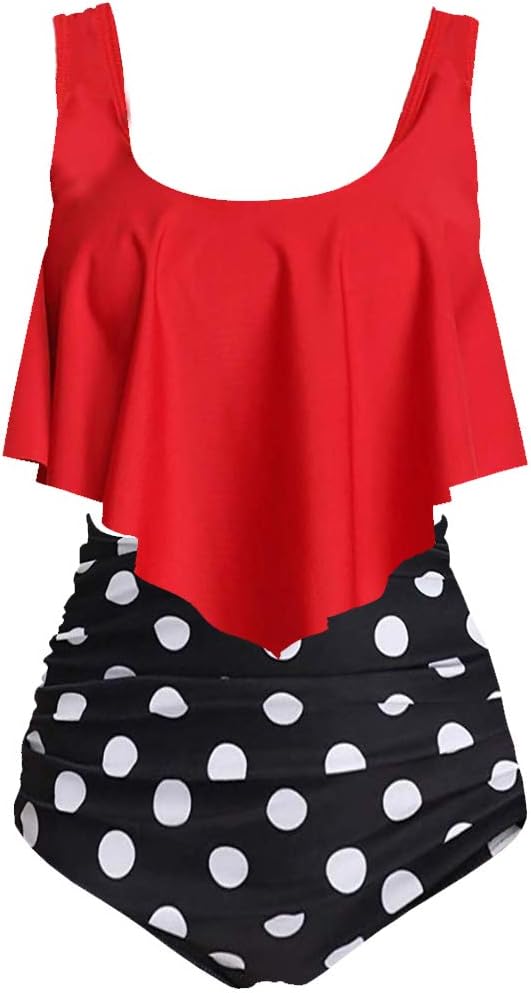 Thumbnail 6 de Aidotop Damen-Badeanzug: Rüschen-High-Waist Bikini mit Taillen-Shaping