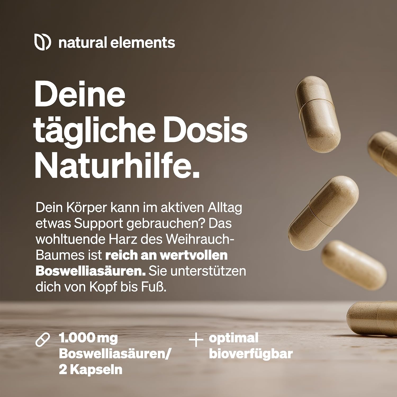 Detalle de natural elements Weihrauch Kapseln 1176 mg Extrakt – 85% Boswelliasäuren