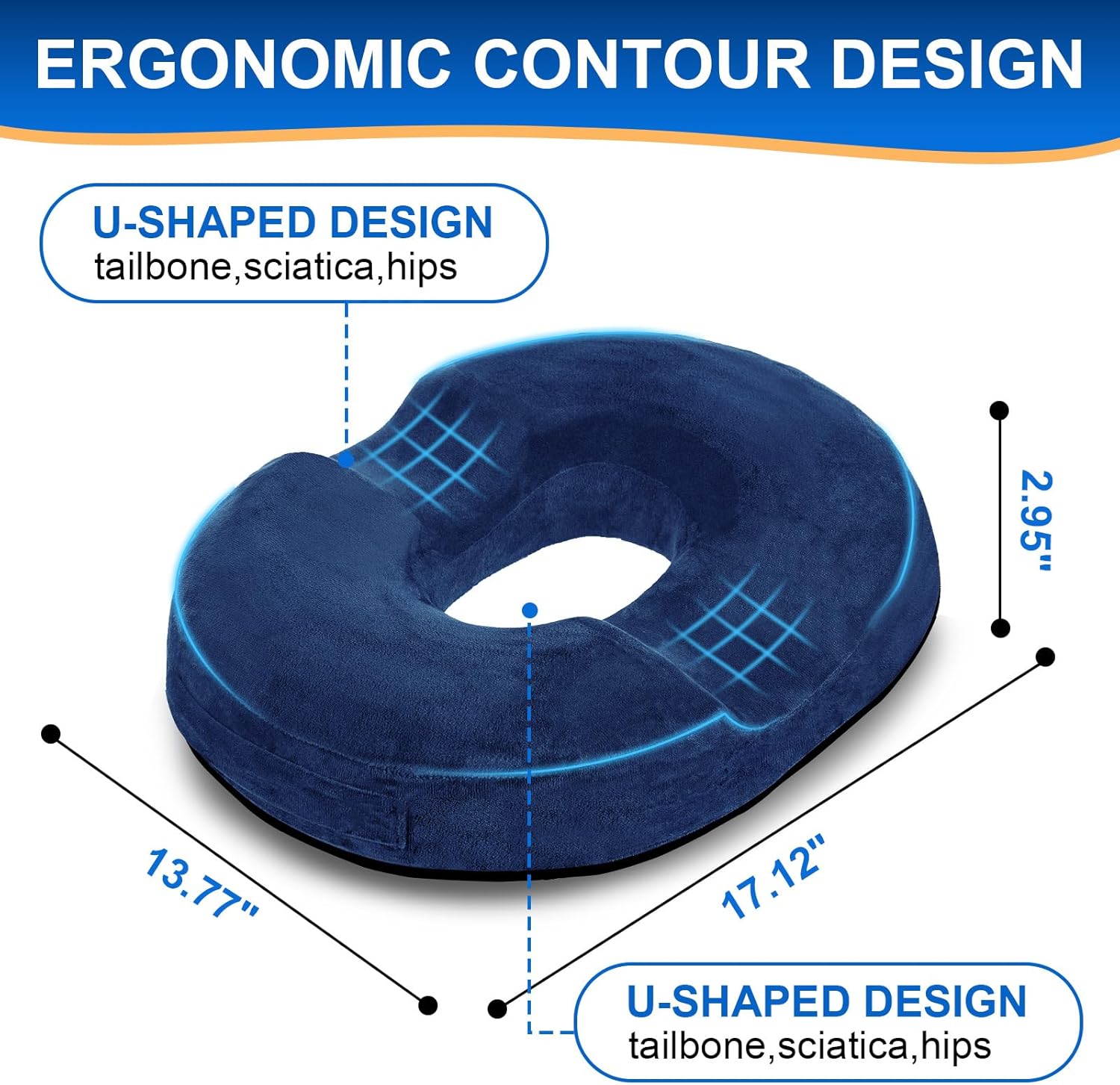 Detalle de Ecosafeter Coussin Donut Ergonomique en Mousse à Mémoire de Forme – Soutien Coccyx et Confort Durable