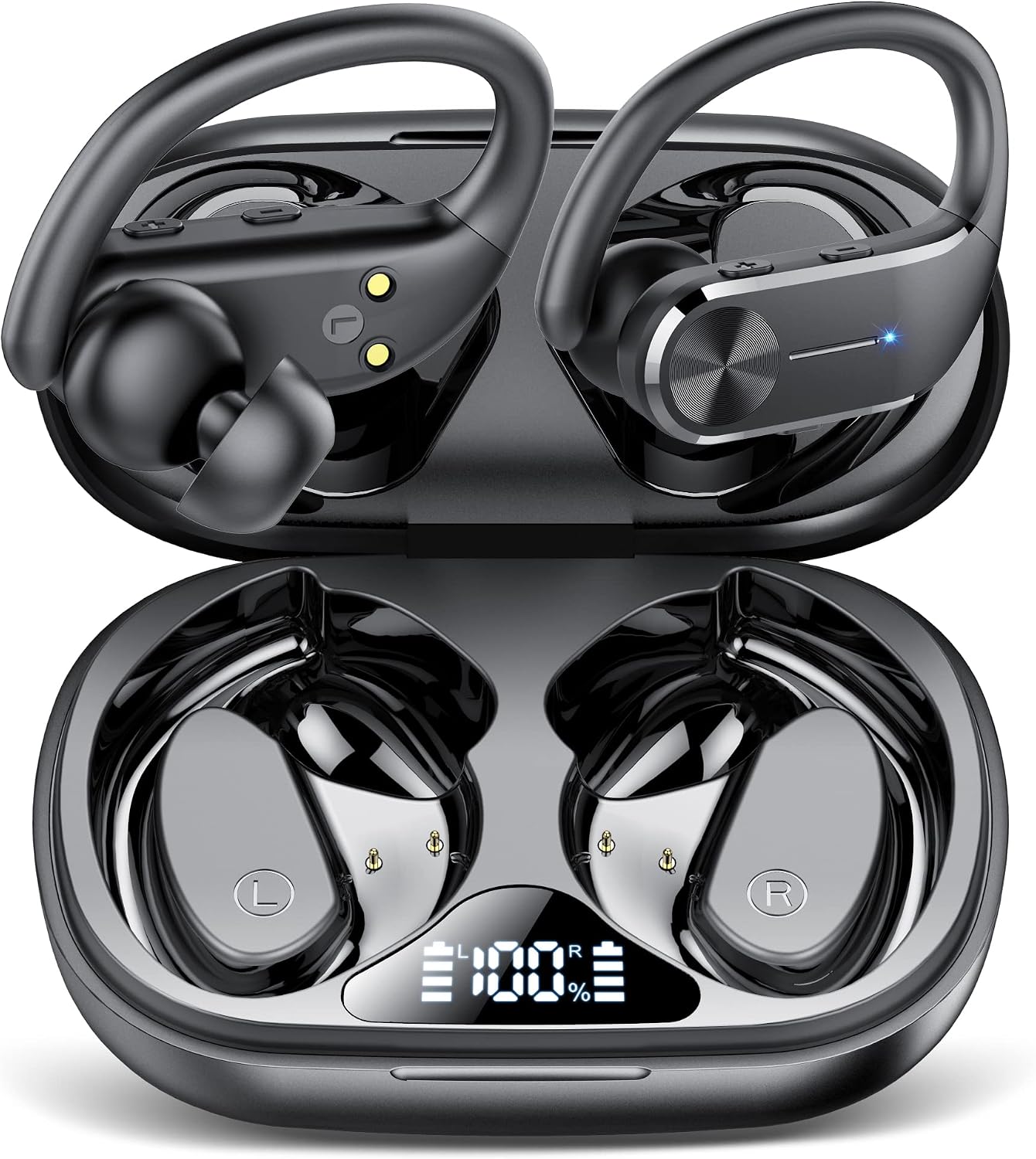 Detalle de Ear buds Wireless Bluetooth Earbuds Sport 2026 – LED Display, 68H Playtime, IP8 Waterproof