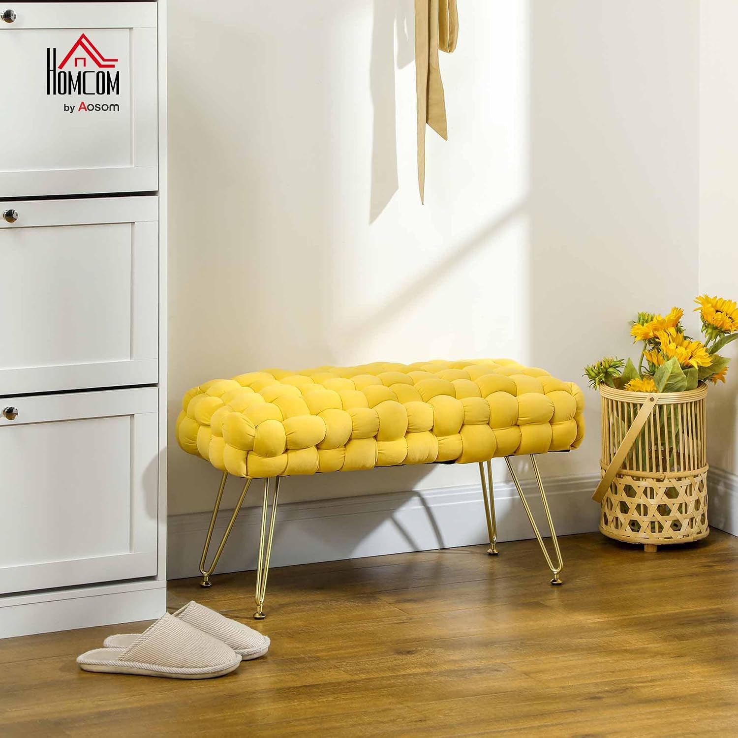 Detalle 2 de HOMCOM Banco pie de cama 76x38x41,5 cm