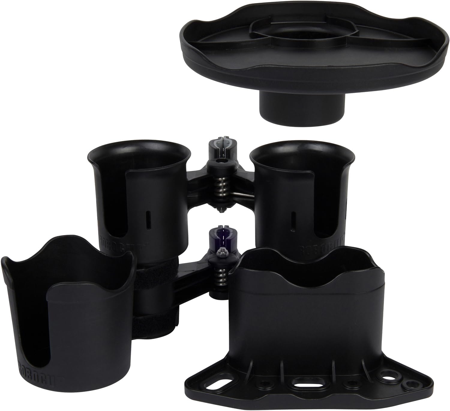 Detalle de T-H Marine Supplies, Inc. ROBOCUP マリン用ドリンクホルダー ブラック 2本収納・工具不要クランプ