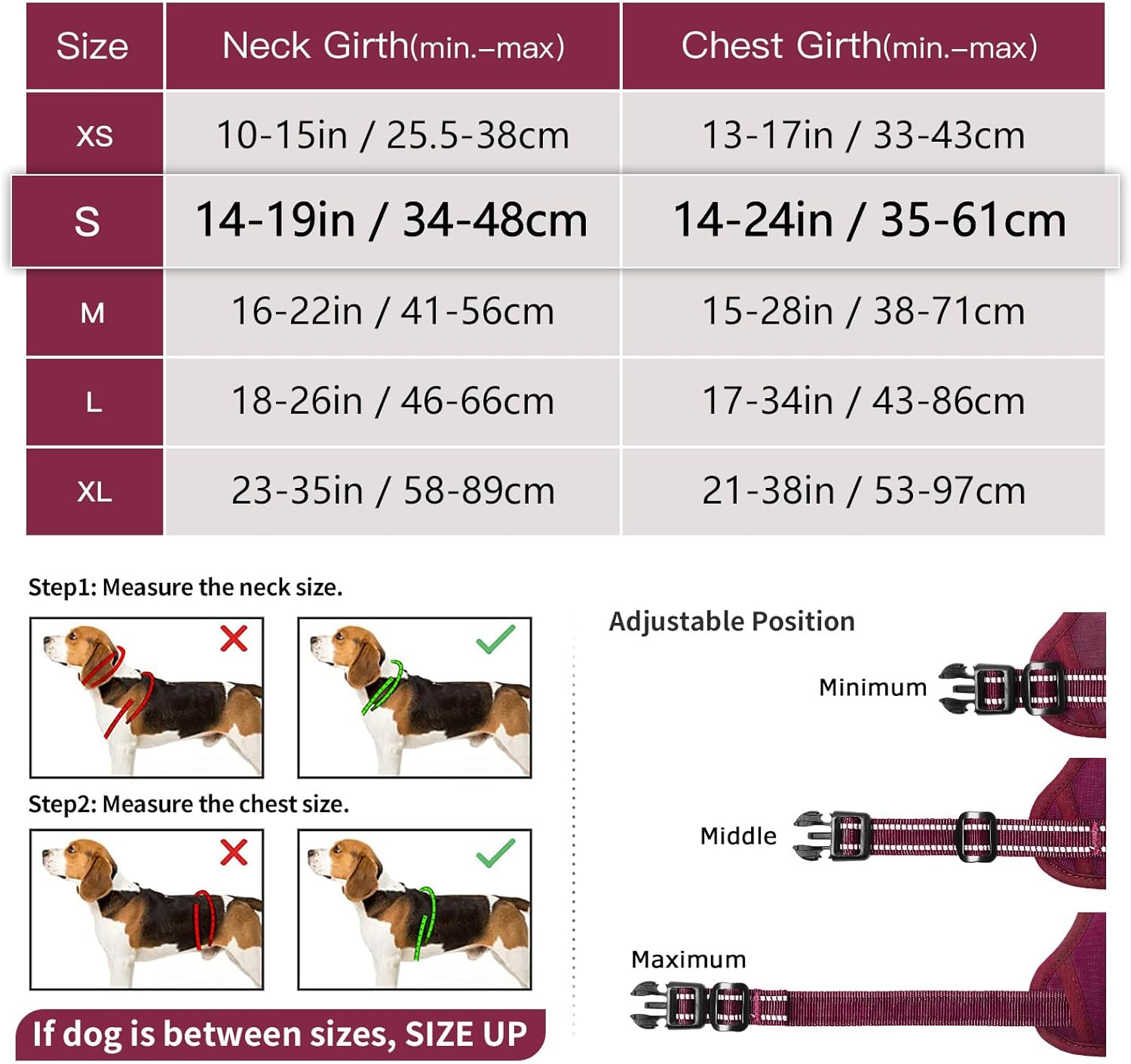 Thumbnail 6 de HEELE No-Pull Dog Harness for Small Dogs – Burgundy Red, Size S