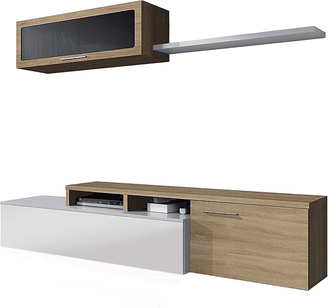 Imagen de Habitdesign Mueble Multiusos Blanco Brillo y Roble 🇨🇦 en OfertitasTOP