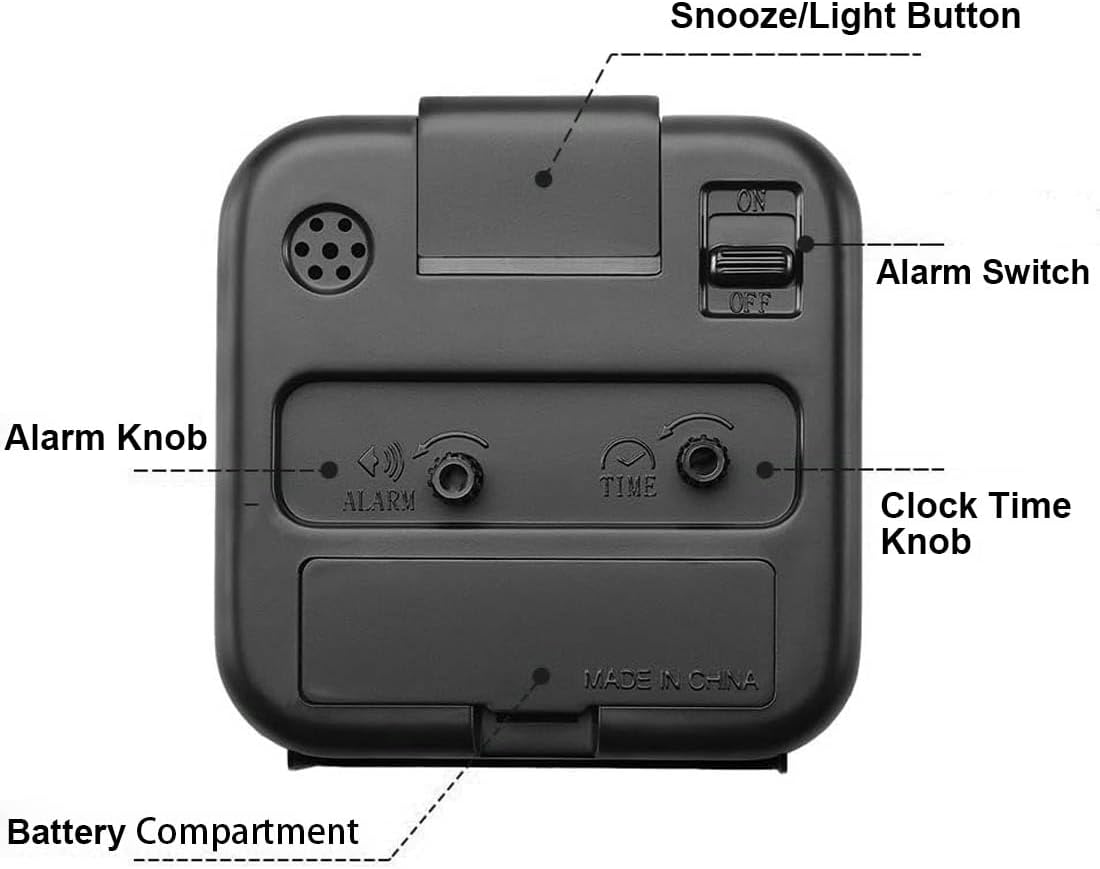 Detalle de Azyh Analog Alarm Clock: Silent, Light-Illuminated, Battery-Operated Travel Companion