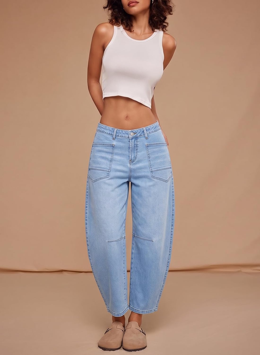 Detalle 1 de Dokotoo Women's Barrel Jeans in Stretch Denim